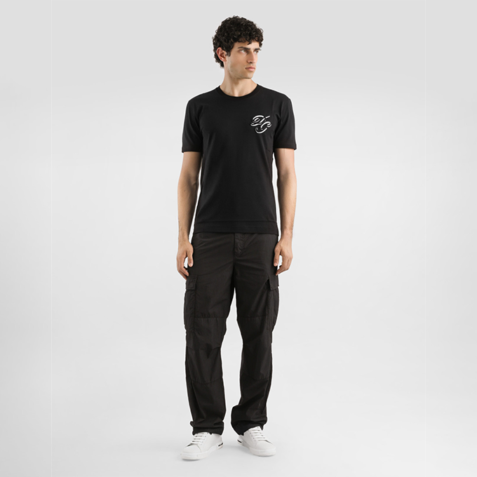 dolce & gabbana cursive dg logo embroidery cotton t-shirt